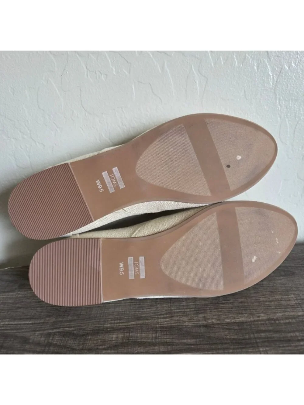 Toms Jutti Neat Slip-On Ballet Flat Dark Natural Metallic Linen Size Women's 9.5